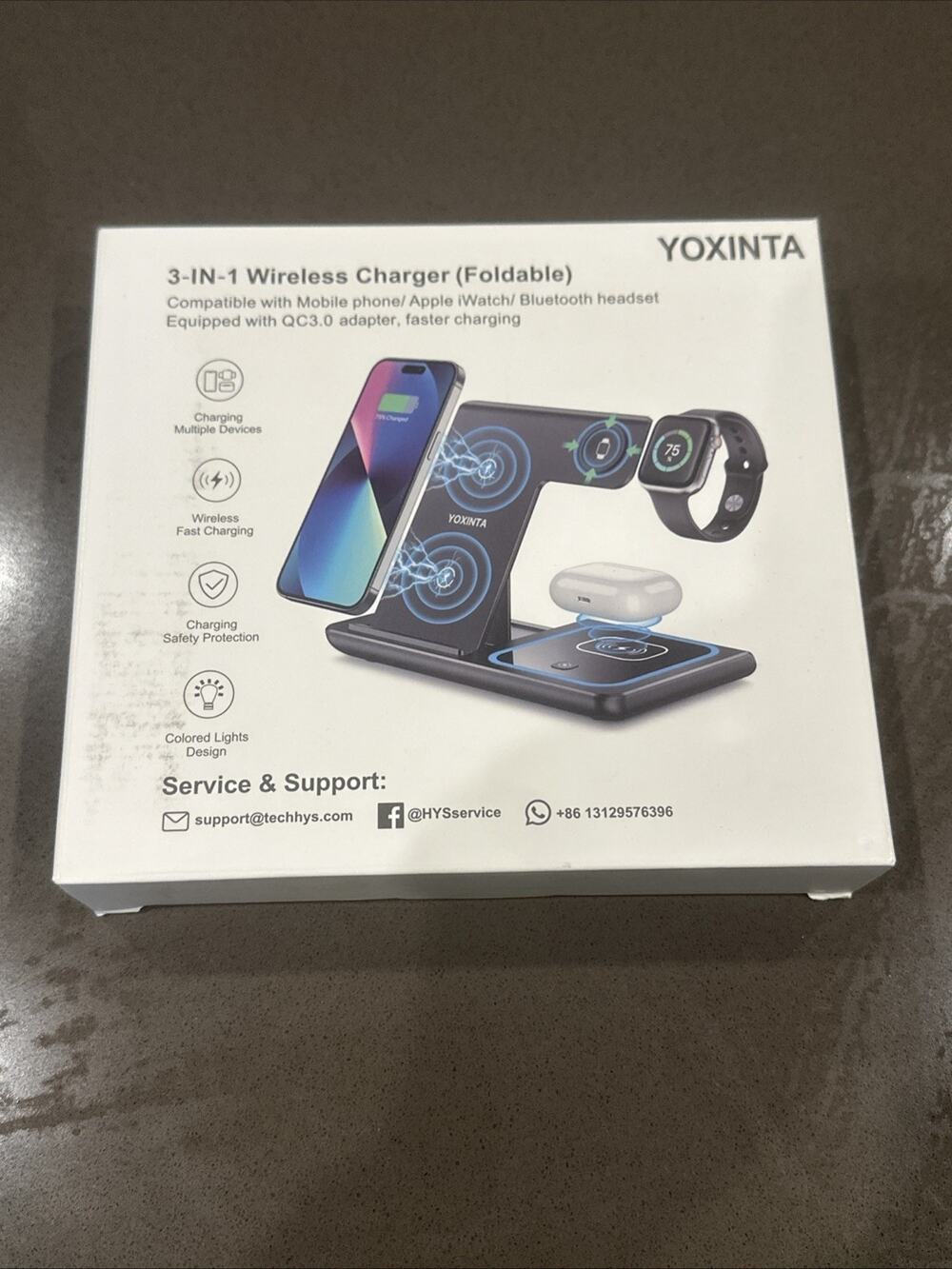 Yoxinta 3-In-1 Wireless I Phone Fast Charger Foldable New in Box
